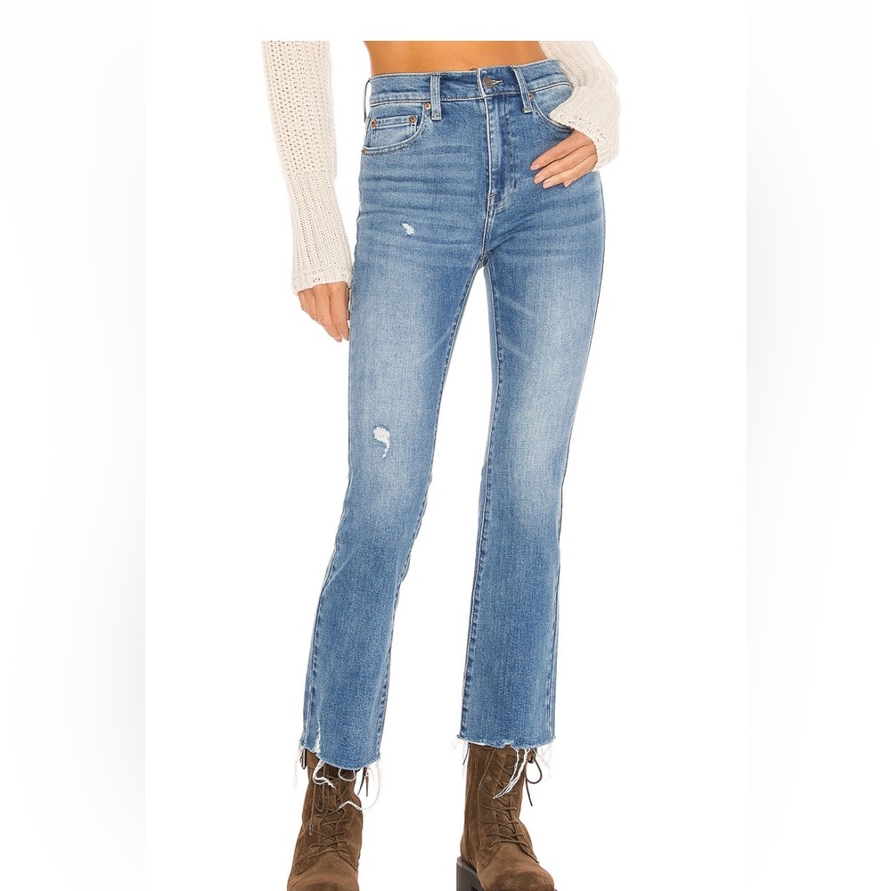 Pistola Blue cropped Jeans with distressed hem